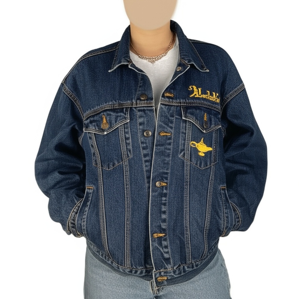 Disney Women's Blue Denim Embroidered Aladdin Classic Denim Jacket Size S